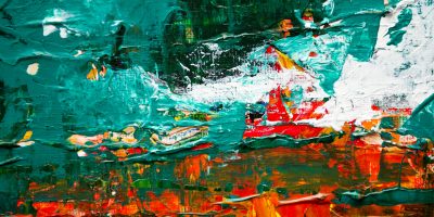 Colorful abstract acrylic painting with bold brush strokes, ideal for modern art lovers.